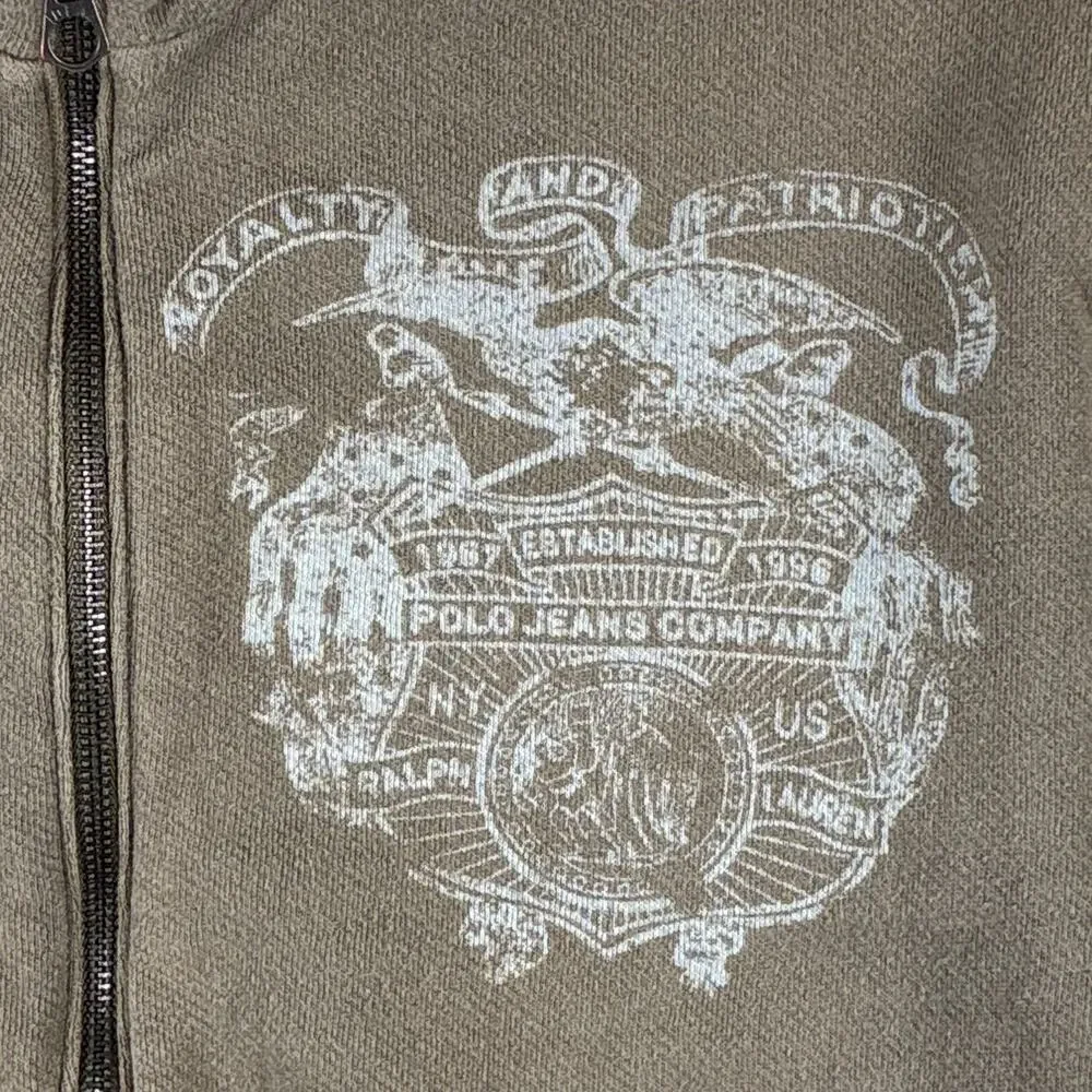 VTG Ralph Lauren Polo Jeans Co Jacket Men S Brown Full Zip Sweatshirt Preppy Y2K